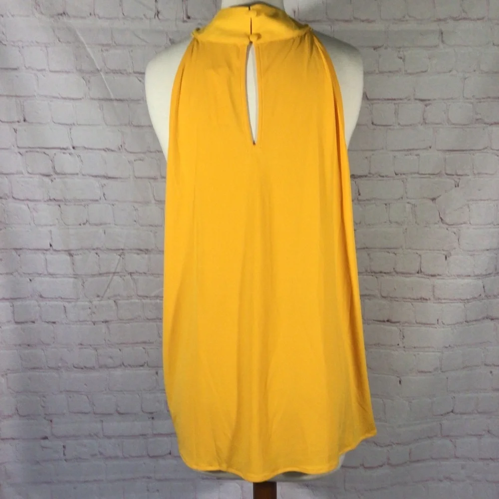 Ann Taylor Yellow Gold Pleated Halter Top - Size XL - Picture 5 of 8